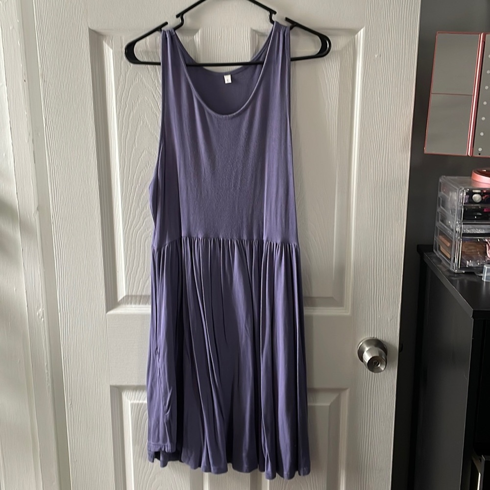 Purple A-Line Sleeveless Dress - Large